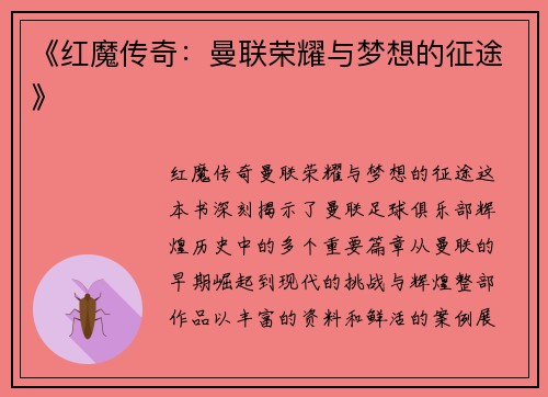 《红魔传奇：曼联荣耀与梦想的征途》